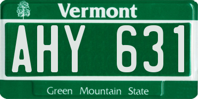 VT license plate AHY631