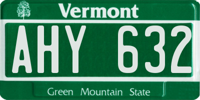 VT license plate AHY632