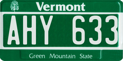 VT license plate AHY633