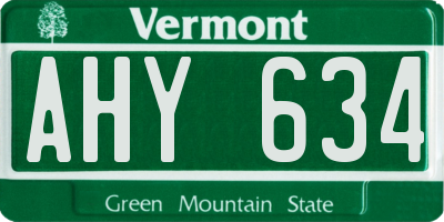 VT license plate AHY634