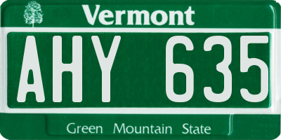 VT license plate AHY635