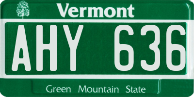 VT license plate AHY636