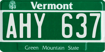 VT license plate AHY637