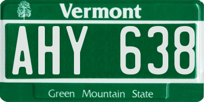 VT license plate AHY638
