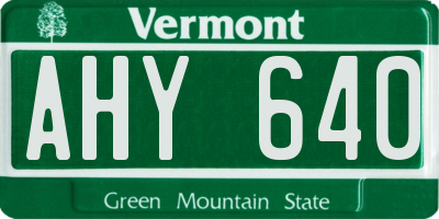 VT license plate AHY640