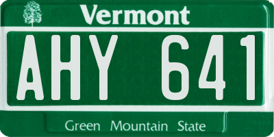 VT license plate AHY641