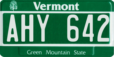 VT license plate AHY642
