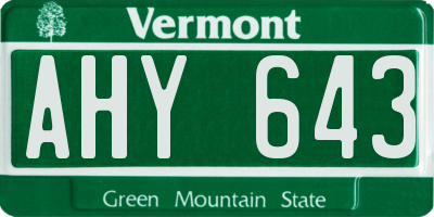 VT license plate AHY643