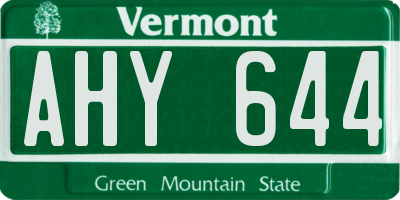 VT license plate AHY644
