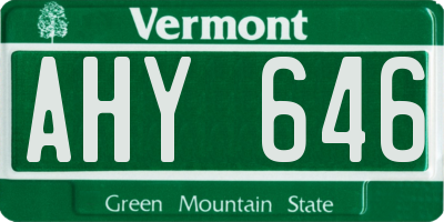 VT license plate AHY646