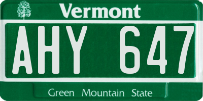 VT license plate AHY647