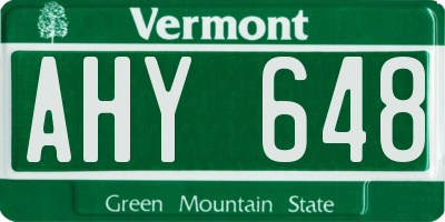 VT license plate AHY648
