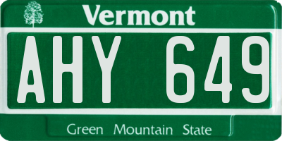 VT license plate AHY649