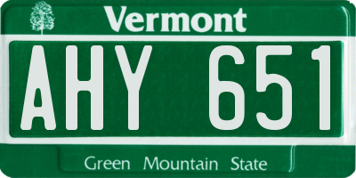 VT license plate AHY651