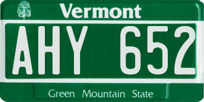 VT license plate AHY652