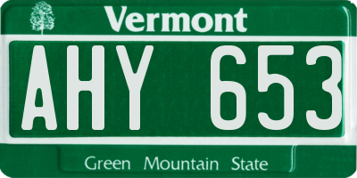 VT license plate AHY653