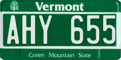 VT license plate AHY655