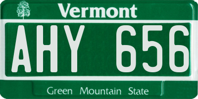 VT license plate AHY656