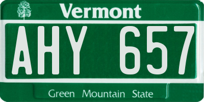 VT license plate AHY657
