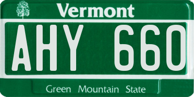 VT license plate AHY660