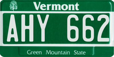 VT license plate AHY662