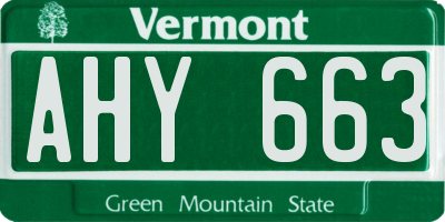 VT license plate AHY663