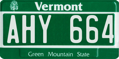 VT license plate AHY664