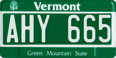 VT license plate AHY665