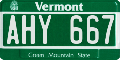 VT license plate AHY667