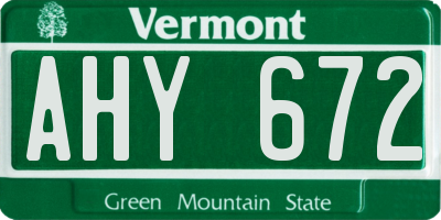 VT license plate AHY672