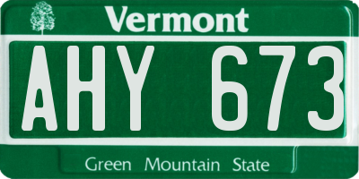 VT license plate AHY673