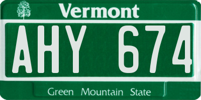 VT license plate AHY674
