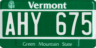 VT license plate AHY675