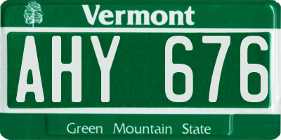 VT license plate AHY676