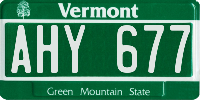 VT license plate AHY677