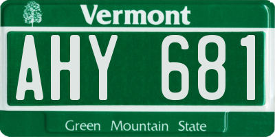VT license plate AHY681