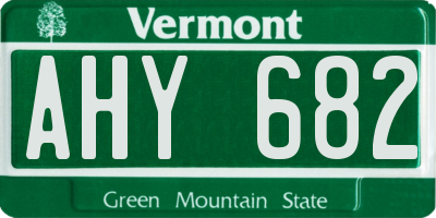 VT license plate AHY682