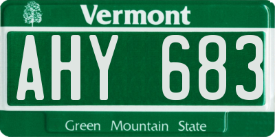 VT license plate AHY683