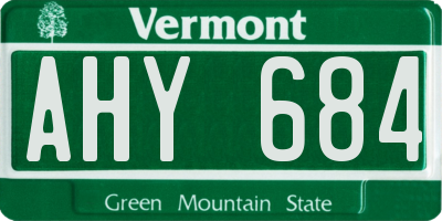 VT license plate AHY684