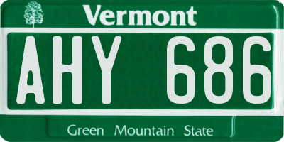 VT license plate AHY686
