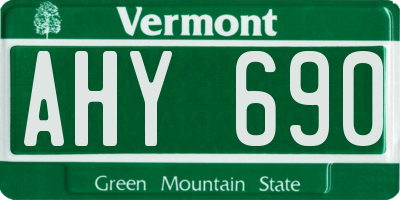 VT license plate AHY690