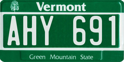 VT license plate AHY691