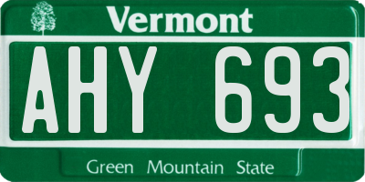 VT license plate AHY693