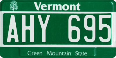 VT license plate AHY695