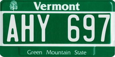 VT license plate AHY697