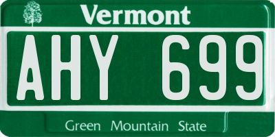 VT license plate AHY699