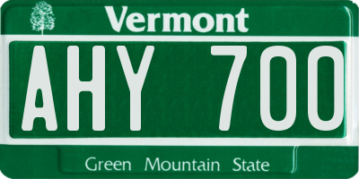 VT license plate AHY700