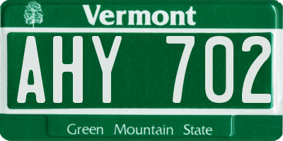 VT license plate AHY702