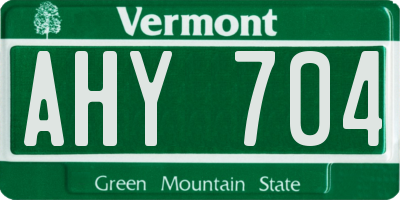 VT license plate AHY704