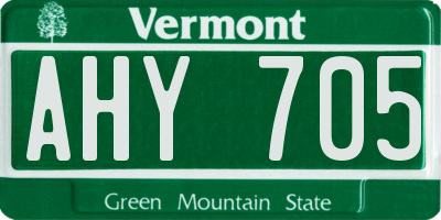 VT license plate AHY705
